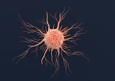 Pink cancer cell on a black background.&nbsp;