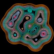 Cross section of an organic cell with intracellular organelles