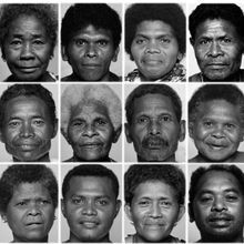 3 by 5 grid of black and white photos of indigenous Filipino portraits