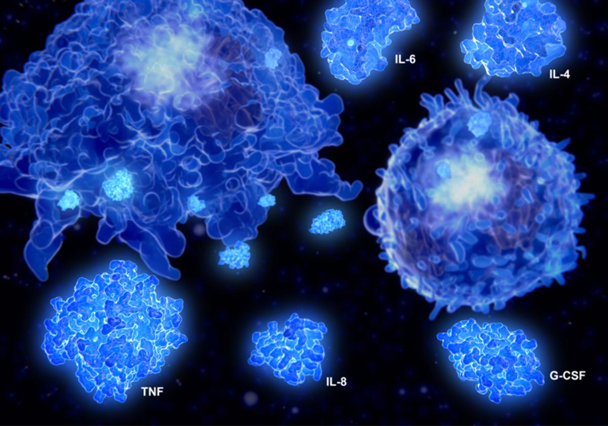 An illustration of common cytokine targets in cancer research.