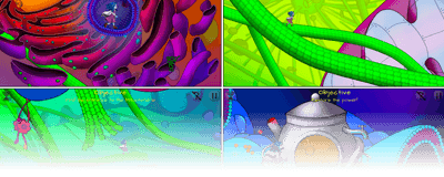 A panel of screenshots from the computer animated game Microscopya, developed by Beata Science Art.